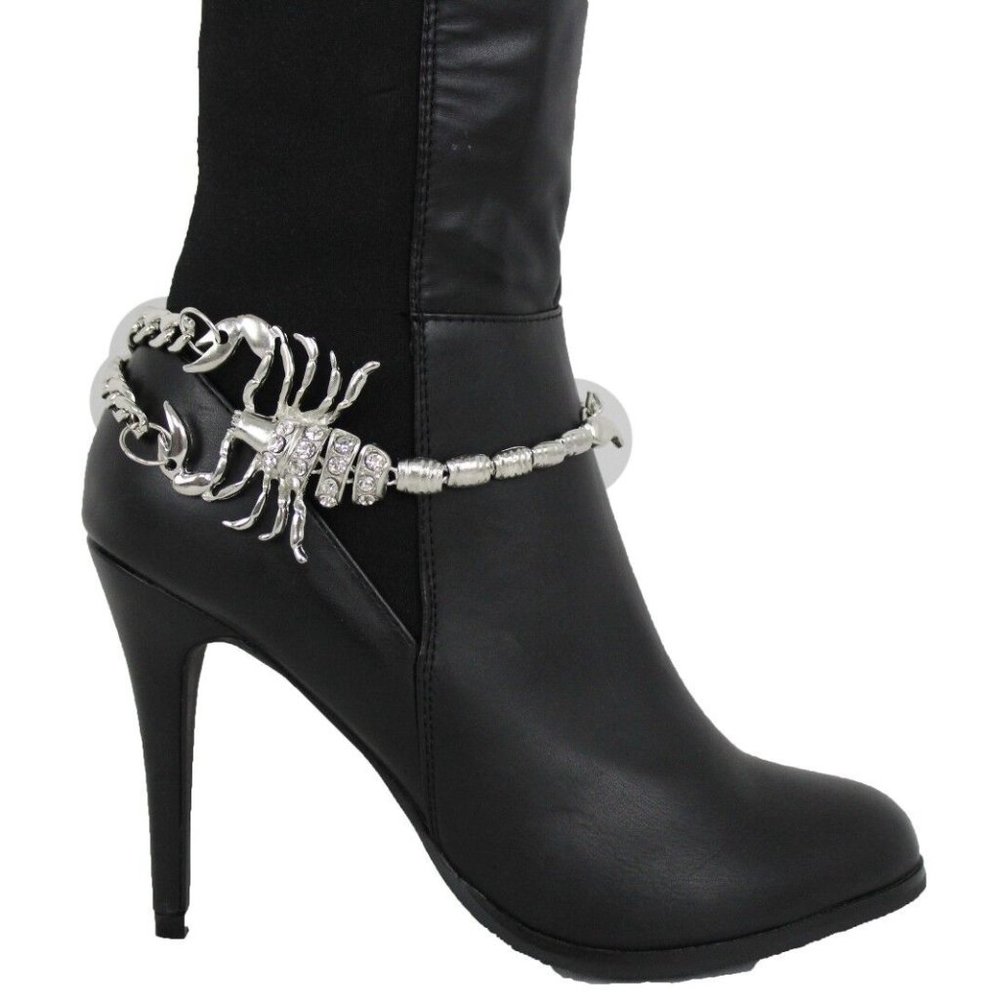 Women Silver Metal Boot Chain Bracelet Scorpion Shoe Charm Anklet Bling Style